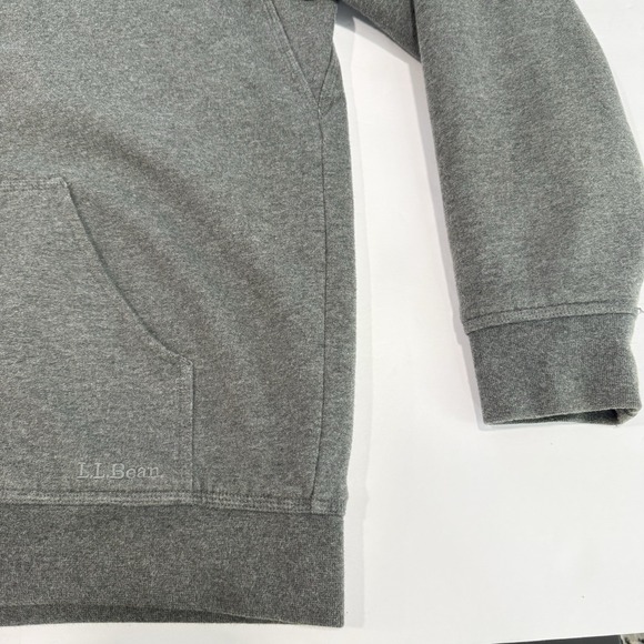 LL Bean Mens Gray Iron Works Full Zip Fleece Lined Hooded Sweatshirt LARGE TALL - Picture 4 of 10